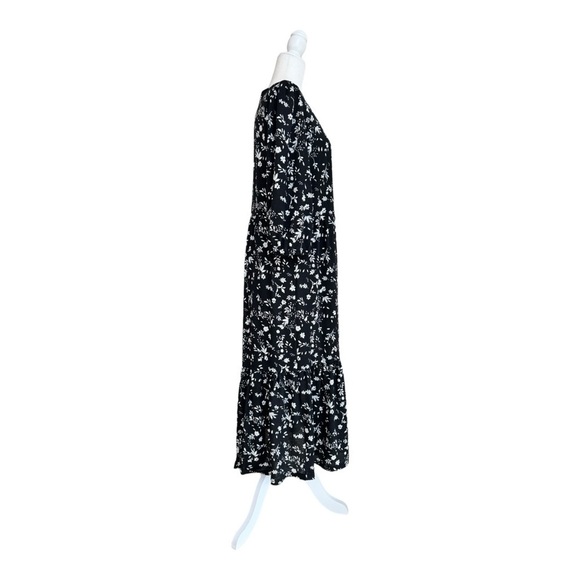 Jane and Delancey Black Floral Stretch High Waist A Line Midi Womens Size M - Picture 2 of 15